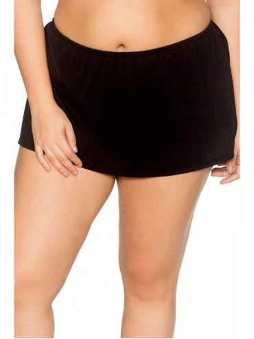 Tankinis Women's Plus Size Kokomo Skirted Bikini Bottom Swimsuit - Black - CV18722MMWM $65.31