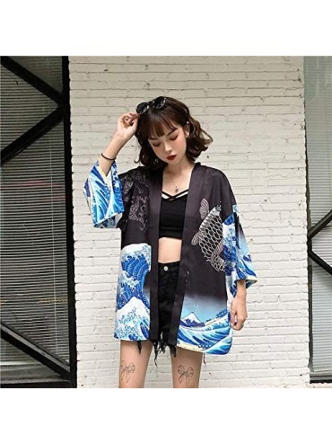Cover-Ups Summer Womens Beach Kimono Wear Cover up Swimwear Beachwear Bikini Cardigan - Black - CT198N07Y9M $21.47