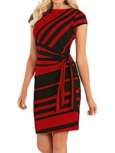 Cover-Ups Women's Elegant Print O-Neck Mini Party Dress Plus Size - Z-3 - CY18TCZTOZE $28.77