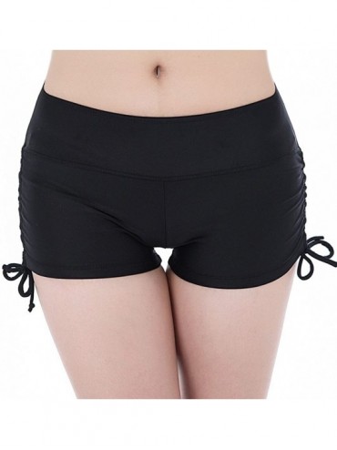 Bottoms Women's Girls Swim Shorts Yoga Bikini Bottoms with Adjustable Ties - Black - CJ12O7X11E2 $15.67