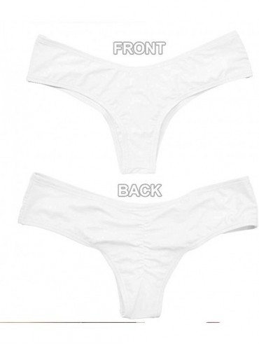 Bottoms Women's Sexy Bikini Thong Bottom Ruched Brazilian Beachwear Cheeky Swimwear - White - CO18S30ZWTW $10.70