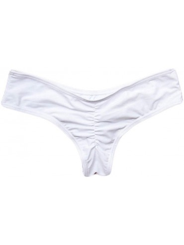 Bottoms Women's Sexy Bikini Thong Bottom Ruched Brazilian Beachwear Cheeky Swimwear - White - CO18S30ZWTW $10.70