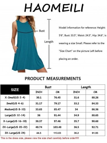 Cover-Ups Women's Summer Casual Swing T-Shirt Dresses Beach Cover up with Pockets - Acid Blue - C21807Q9WEH $21.62