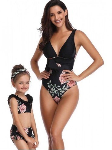 Sets Mommy and Me Matching Family Matching Swimsuit Ruffle Women Swimwear Kids Children Toddler Bikini Bathing Suit Beachwear...