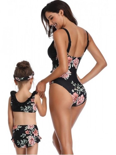 Sets Mommy and Me Matching Family Matching Swimsuit Ruffle Women Swimwear Kids Children Toddler Bikini Bathing Suit Beachwear...