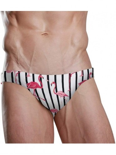 Briefs Men's American Flag Swim Briefs Swimsuit Bikini Low Rise for Pool Beach S-3XL - Pink Flamingo - CE18S9UYLY5 $35.79