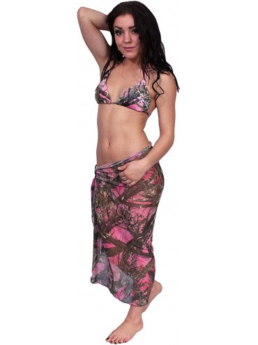 Cover-Ups Women's Long Camo Sarong True Timber Beach Cover Up Made in The USA - Pink - C811NI5G2W1 $18.74