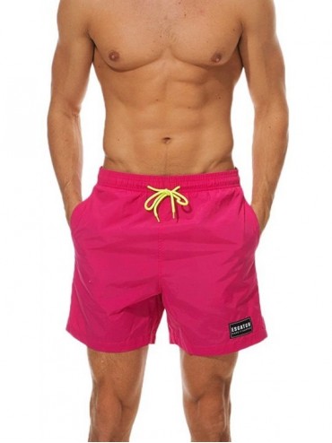 Racing Sweat Resistant Active Shorts Swimwear Running Surfing Sports Plus Size Beach Shorts Trunks Board Pants - Hotpink - CP...