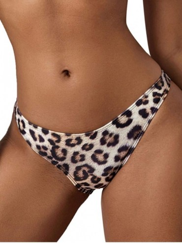 Tankinis Women's High Waist Bikini Solid Swimsuit Bottom - Lepoard - CY196OGN267 $23.82