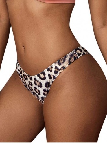 Tankinis Women's High Waist Bikini Solid Swimsuit Bottom - Lepoard - CY196OGN267 $10.62