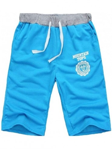 Trunks Men's Shorts Relaxed-fit Elastic Waist Straight-Leg Sports Drawstring Shorts with Pockets - Blue - CC18W78XE3U $18.75