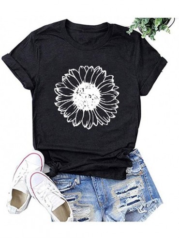 Cover-Ups T Shirts for Women Plus Size-Womens Sunflower T Shirt Summer Letter Print Short Sleeve Loose Tops Inspirational Gra...