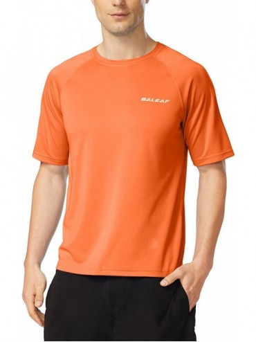 Rash Guards Men's Short Sleeve Solid Sun Protection Quick-Dry Rashguard Swim Shirt UPF 50+ - 1-fluorescent Orange - C517YDUDA...