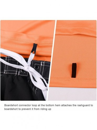 Rash Guards Men's Short Sleeve Solid Sun Protection Quick-Dry Rashguard Swim Shirt UPF 50+ - 1-fluorescent Orange - C517YDUDA...