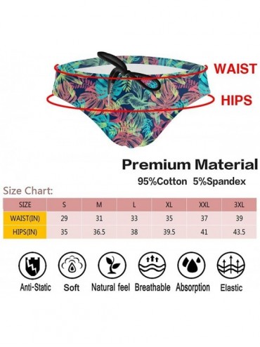 Briefs Men's Sexy Leaves Picture Tropcial Plant Low Rise Briefs Bikini Swimwear Swimsuit with Drawstring - Leaves Tropical Pl...