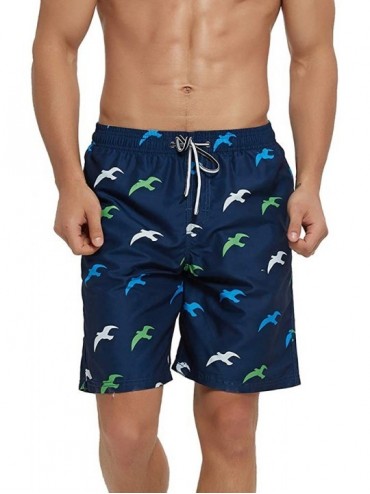 Board Shorts Mens Swim Trunks Quick Dry Board Shorts with Mesh Lining Swimwear Bathing Suits - Seagull Dark Blue - CS199USXMI...
