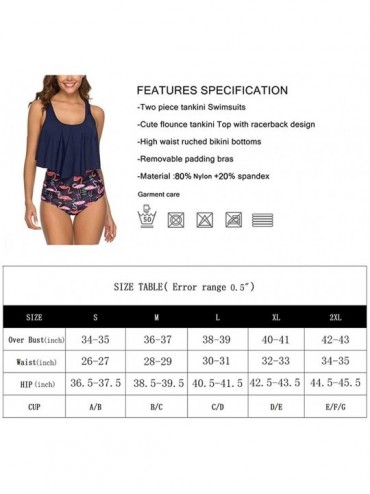 Sets High Waisted Swimsuit Ruffled Floral Two Piece Bathing Suit - Blue Bird - CG18SYTEI0Q $24.48