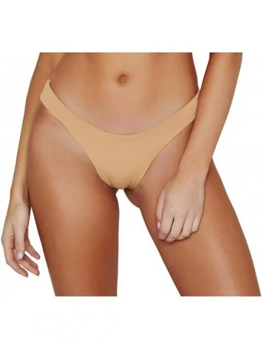 Bottoms Women's Seamless Cheeky Hi Leg Bikini Bottom - Nude - C018T3XHZKL $47.69