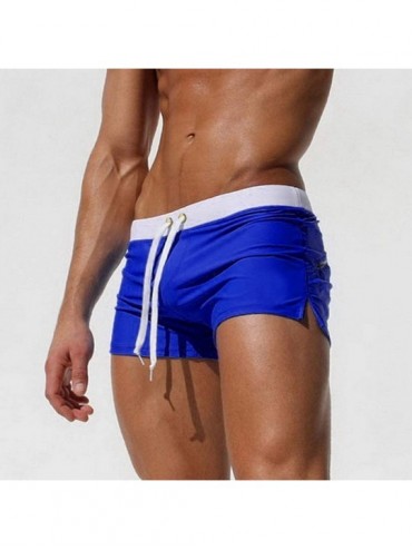 Board Shorts Men's Shorts- Afazfa Plus Size Men Breathable Trunks Pants Solid Swimwear Beach Shorts Slim Wear - Dark Blue - C...