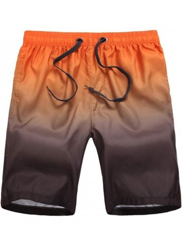 Racing Swim Trunks Men Long Big and Tall Beachwear Swimsuit Board Shorts Swimwear Quick Silver Swimming Pants - Orange - CQ18...