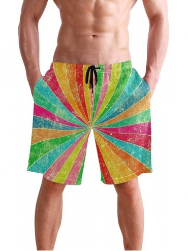 Board Shorts Mens Swim Trunks-Pictureful Diagonal Stripes Beach Board Shorts with Pockets Casual Athletic Short - Picture1 - ...