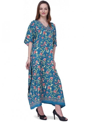 Cover-Ups Kaftan Dress - Caftans for Women - Women's Caftans Long Maxi Style Dresses One Size [151] - 151-teal - C51966WGXN2 ...