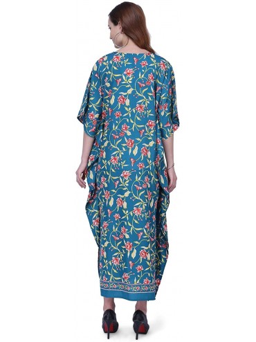 Cover-Ups Kaftan Dress - Caftans for Women - Women's Caftans Long Maxi Style Dresses One Size [151] - 151-teal - C51966WGXN2 ...
