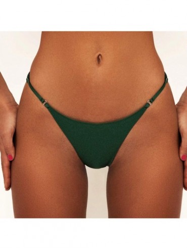 Tops Women Bikini Swim Shorts Thong Bikinis V Bottom Swimsuit Swimwear Block Party Bathing Suit - Green - CQ196ERSQHO $14.73