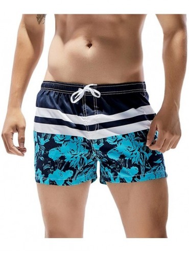 Racing Mens Fashion Floral Drawstring Swim Trunks Outdoor Elastic Waist Slim Fit Beach Shorts Quick Dry Bathing Suits - Dark ...