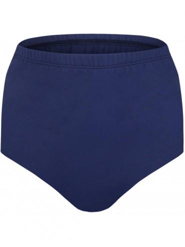 Tankinis Women's Plus-Size High Waist Bikini Tankini Swimsuit Bottoms Vintage Swimwear - Navy - CF196N5Z43M $19.68
