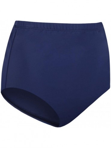 Tankinis Women's Plus-Size High Waist Bikini Tankini Swimsuit Bottoms Vintage Swimwear - Navy - CF196N5Z43M $10.10