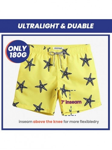 Trunks 7" Swim Shorts Mens Quick Dry Swim Trunks with Mesh Lining Teen Funny Print Swimwear Swimsuit - Yellow Star - CF1935X5...