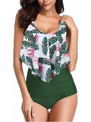 Sets 2019 New Switmsuit for Women Two Pieces Bathing Suits Top Ruffled Racerback with High Waisted Bottom Tankini Set Green -...