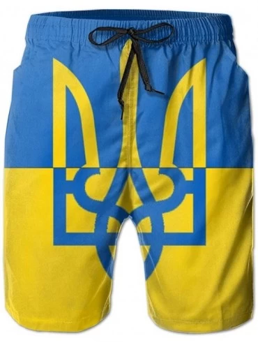 Trunks Men Summer Casual Swimming Shorts Quick Dry Swimming Shorts with Pockets - Ukrainian Flag - CI198Y8H789 $53.08
