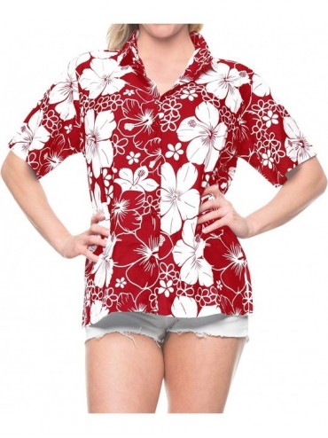 Cover-Ups Womens Hawaiian Blouse Shirt Dress Shirts Short Sleeve Shirts Printed A - Spooky Red_x4 - C312MYLFWM1 $55.68