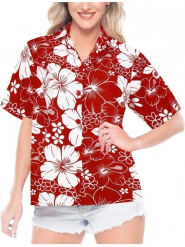 Cover-Ups Womens Hawaiian Blouse Shirt Dress Shirts Short Sleeve Shirts Printed A - Spooky Red_x4 - C312MYLFWM1 $17.82