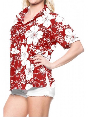 Cover-Ups Womens Hawaiian Blouse Shirt Dress Shirts Short Sleeve Shirts Printed A - Spooky Red_x4 - C312MYLFWM1 $17.82