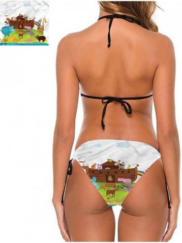 Bottoms Print Swimsuit Cartoon- Animals Sailing in Sea Ship So Unique and Different - Multi 03-two-piece Swimsuit - C419E7KLZ...