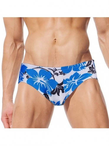 Briefs Summer Sexy Mens Swimwear Bikini Short Trunks Casual Cut Surf Swim Printed Briefs Bikini - Blue - CM1973G36KR $19.33