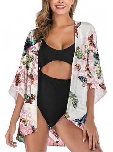Cover-Ups Women Cover-up Dress Chiffon Casual Loose Kimono Summer Cardigan - 2 - CE190N62IIW $19.38