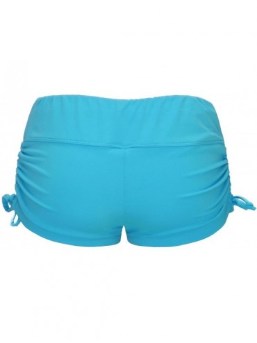 Bottoms Women's Adjustable Ties Boy Short Swim Bottoms - Sea Blue - C012DATDT0B $14.79