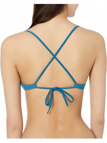 Tops Women's Solid Cross Back Bikini Top - Ocean Blue - C118M7YIMER $24.71