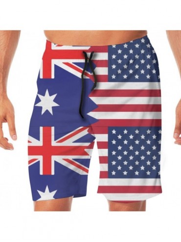 Board Shorts Men Swimming Shorts Australian American Flag Casual Sport Beach Board Short with Pocket - White - CS18SHA7R8W $3...