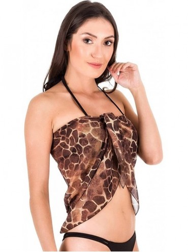 Cover-Ups Coqueta Swimwear Chiffon Cover up Beach Sarong Pareo Canga Swimsuit Wrap Autumn - Giraffe - C212O8PEZLI $11.85