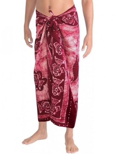Cover-Ups Men's Loungewear Hawaii Sarongs for Men Plus Size Beach Wrap Vacation - Spooky Red_n996 - CO12EVHTCUN $32.26