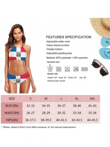 Racing Dominican Republic Flag Womens Bathing Suit Bikini Set Novelty Lace Up Beach Bikini - Black - CX18Z0N4ECW $28.91