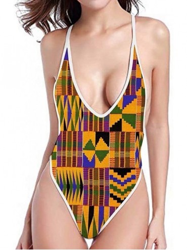 Racing Sexy Swimsuits for Women High Cut One Piece Backless Swimwear Bathing Suit(2 Sizes Smaller Than Standard) - Colorful 1...