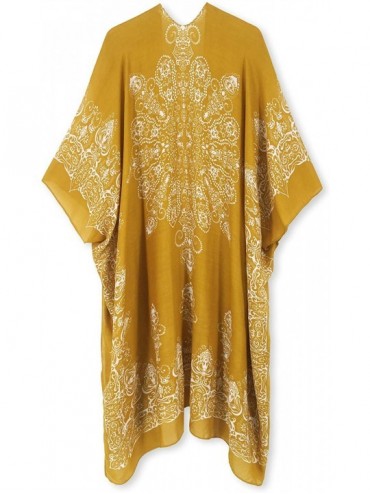 Cover-Ups Women's Beach Coverup Swimsuit Kimono Cardigan with Tie Dye Print - A Mustard Print - CJ18XHY8DQI $16.44