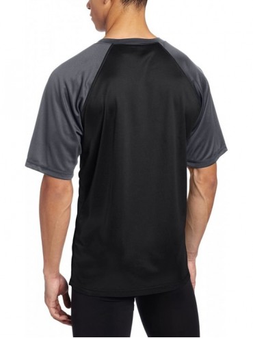 Rash Guards Men's Short Sleeve UPF 50+ Swim Shirt (Regular & Extended Sizes) - Contrast Black - C011BB8ODQT $20.77