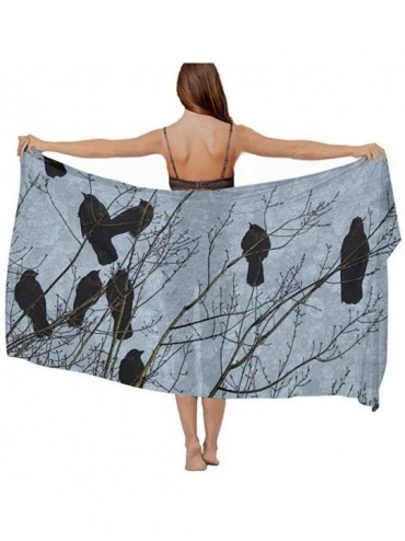 Cover-Ups Women Chiffon Scarf Shawl Wrap Sunscreen Beach Swimsuit Bikini Cover Up - Black Crow Raven Birds - C0190HIMUTM $43.36